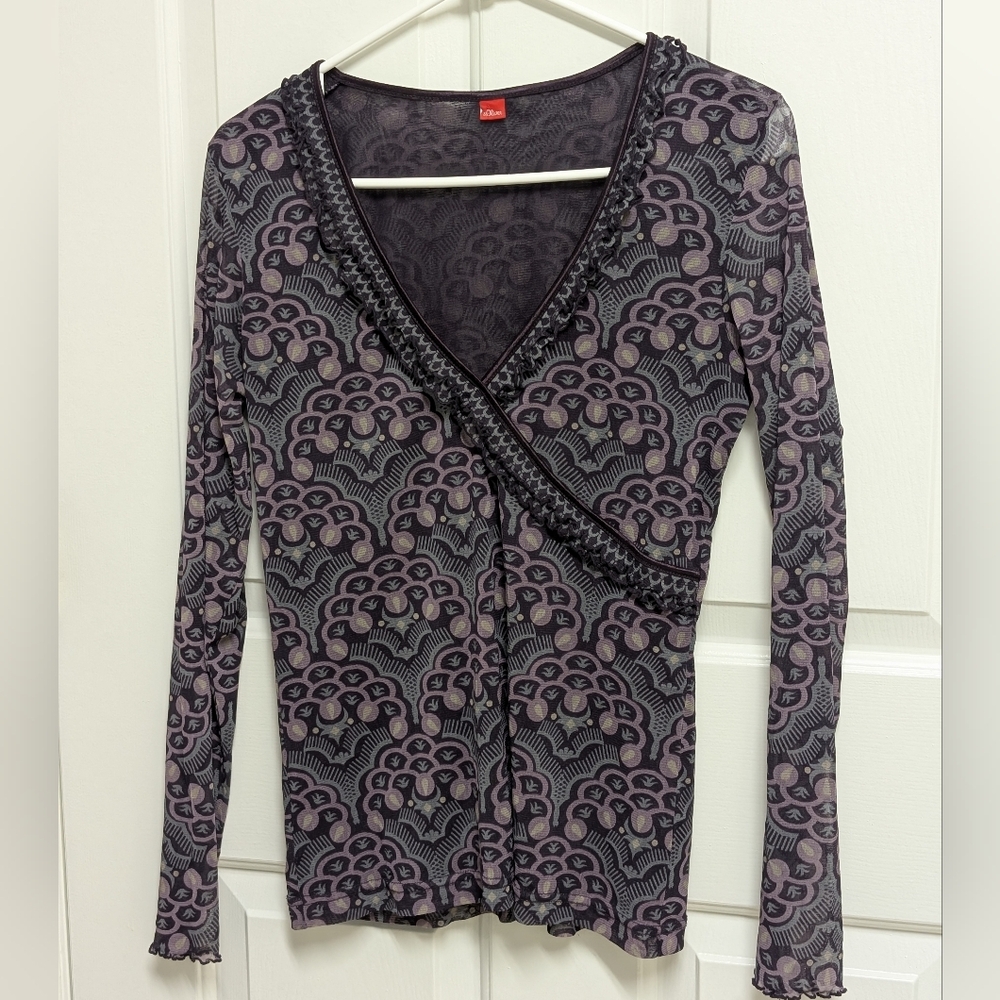 Mesh Wrap Top Whimsigoth Asymmetrical Y2K Frill Fairycore Layered Blouse  Size 8